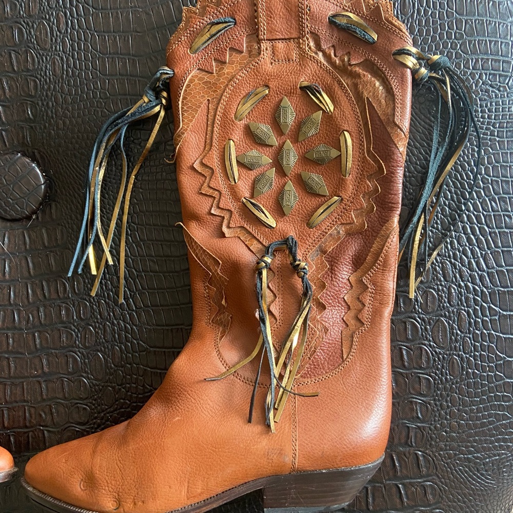 Vintage Italian Leather Cowboy Boots - Made in Italy - Picture 3 of 15